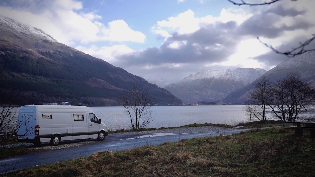 Campervan next to a Loch